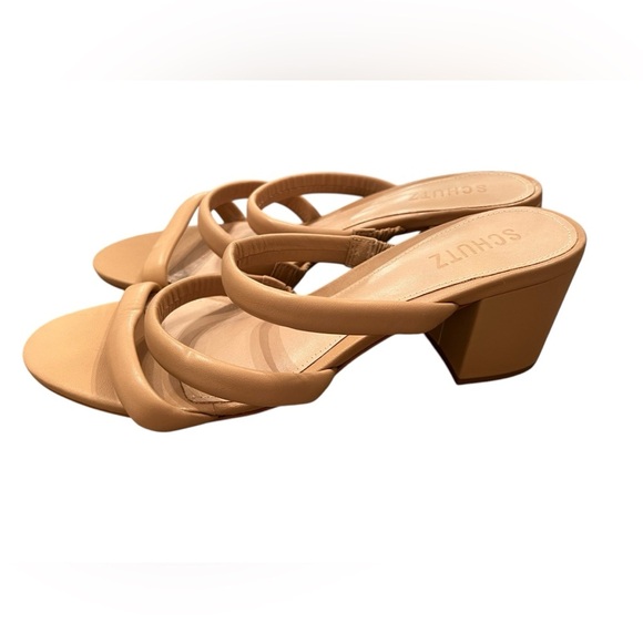 NWOB Schutz Women’s Olly Mid Block Nappa Leather Sandals in Honey Beige size 10 - Picture 6 of 8